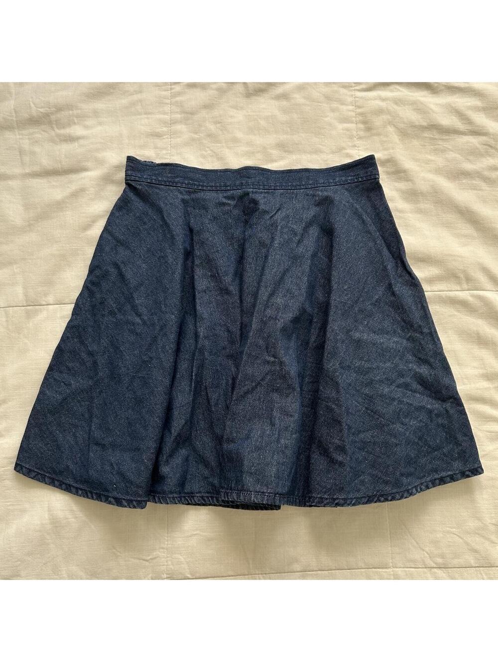 Dark Indigo Denim A-Line Flared Skirt Japanese Brand XS Japan